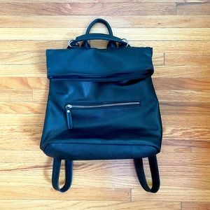 Black Leather Backpack/Shoulder Bag - Convertible